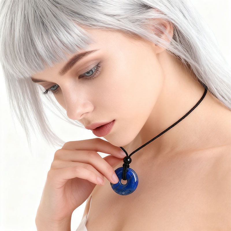 天然水晶半宝石紫水晶30mm平安扣项链