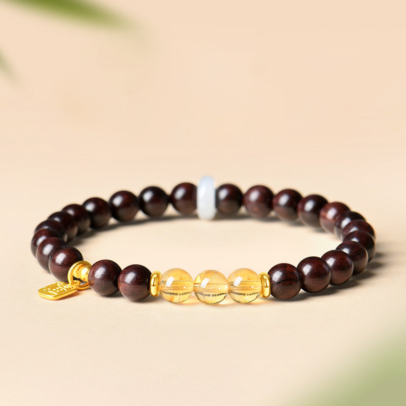 印度小叶紫檀和田玉水晶手串男女款送礼