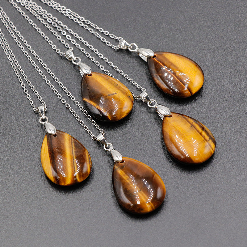 天然水晶紫水晶蓝晶石粉晶水滴面孔吊坠