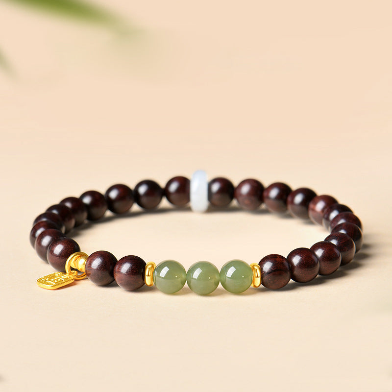 印度小叶紫檀和田玉水晶手串男女款送礼