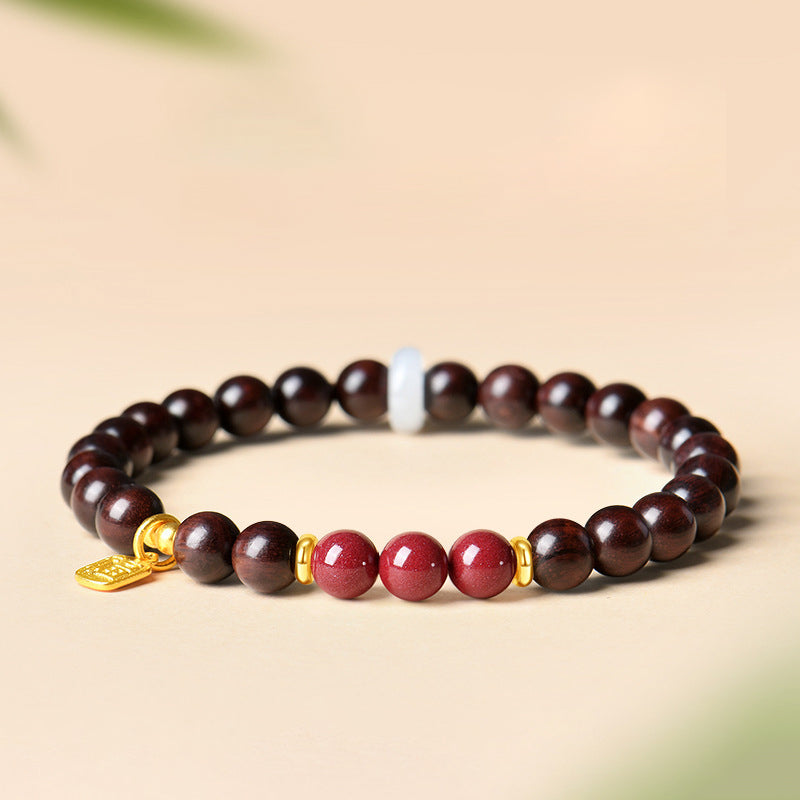 印度小叶紫檀和田玉水晶手串男女款送礼