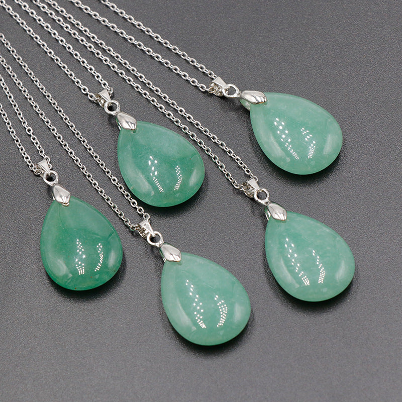 天然水晶紫水晶蓝晶石粉晶水滴面孔吊坠