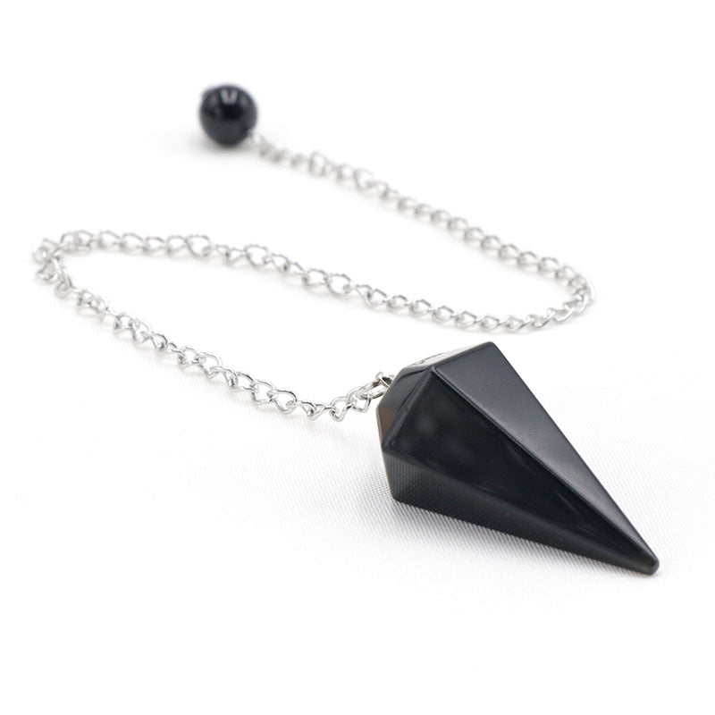 天然水晶玛瑙六角锥石头紫晶粉晶灵摆