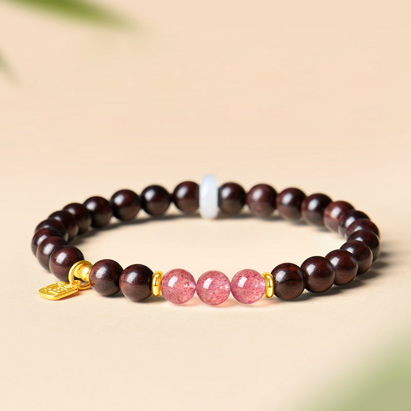 印度小叶紫檀和田玉水晶手串男女款送礼