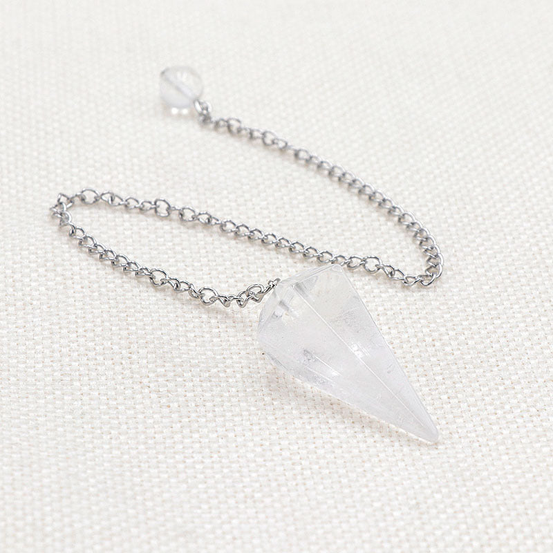 天然水晶玛瑙六角锥石头紫晶粉晶灵摆