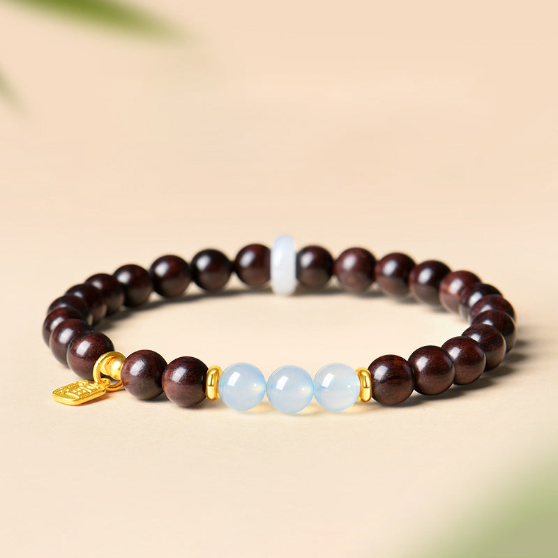 印度小叶紫檀和田玉水晶手串男女款送礼