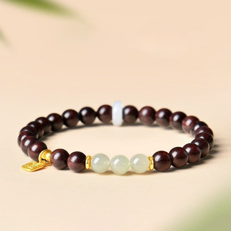 印度小叶紫檀和田玉水晶手串男女款送礼