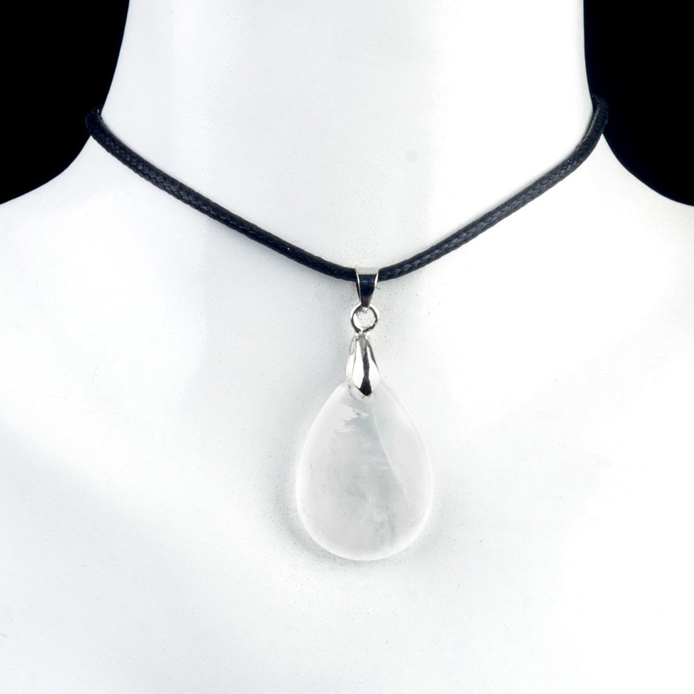 天然水晶紫水晶蓝晶石粉晶水滴面孔吊坠