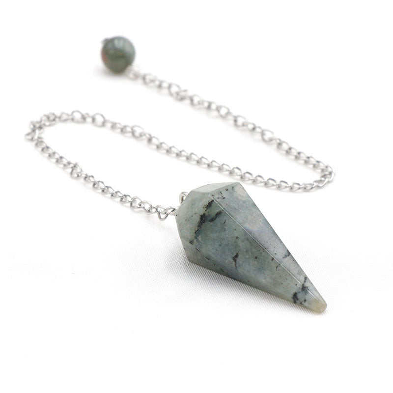 天然水晶玛瑙六角锥石头紫晶粉晶灵摆