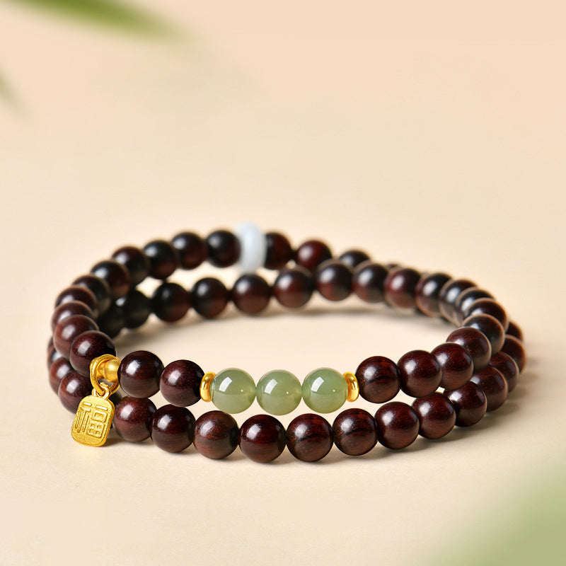 印度小叶紫檀和田玉水晶手串男女款送礼