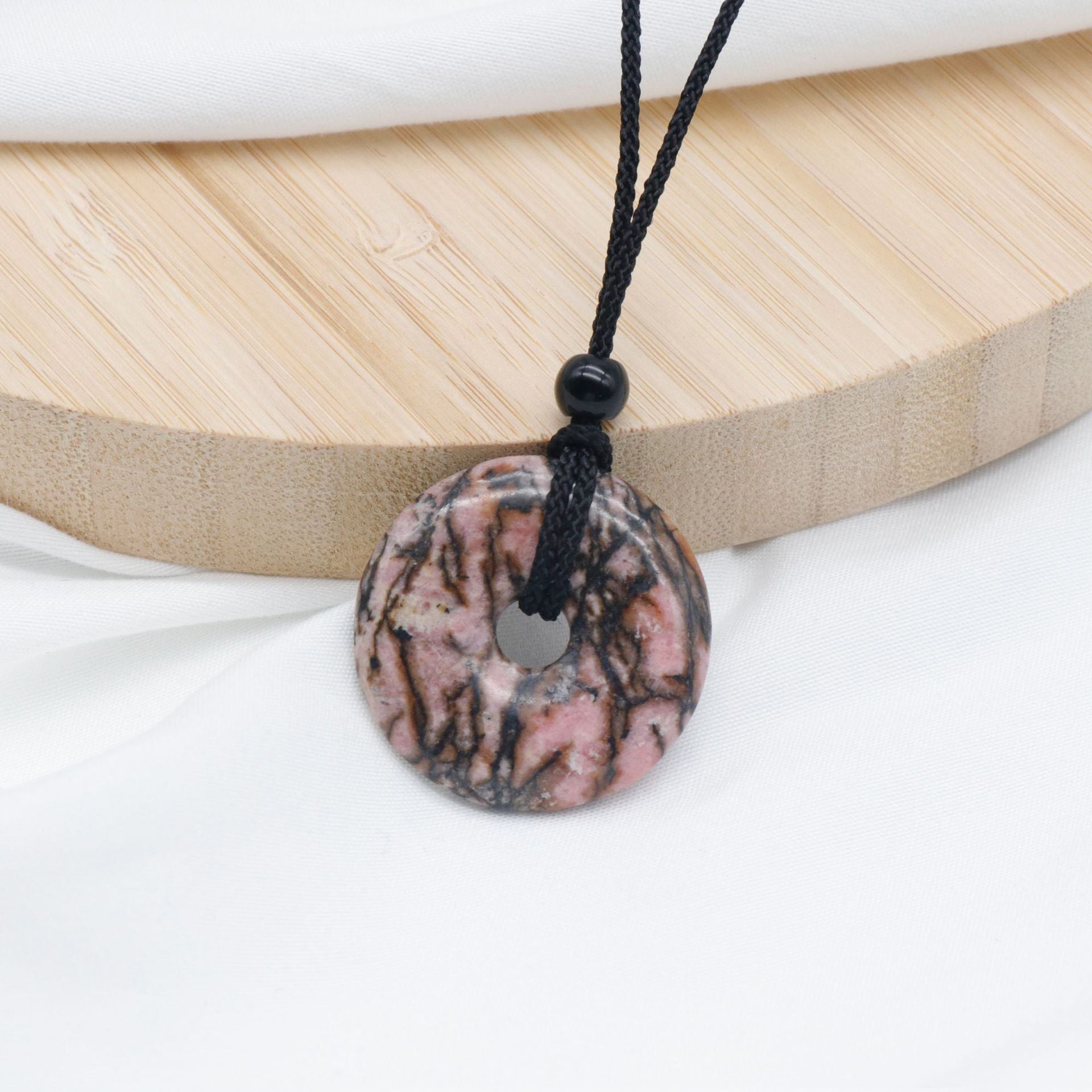 天然水晶半宝石紫水晶30mm平安扣项链