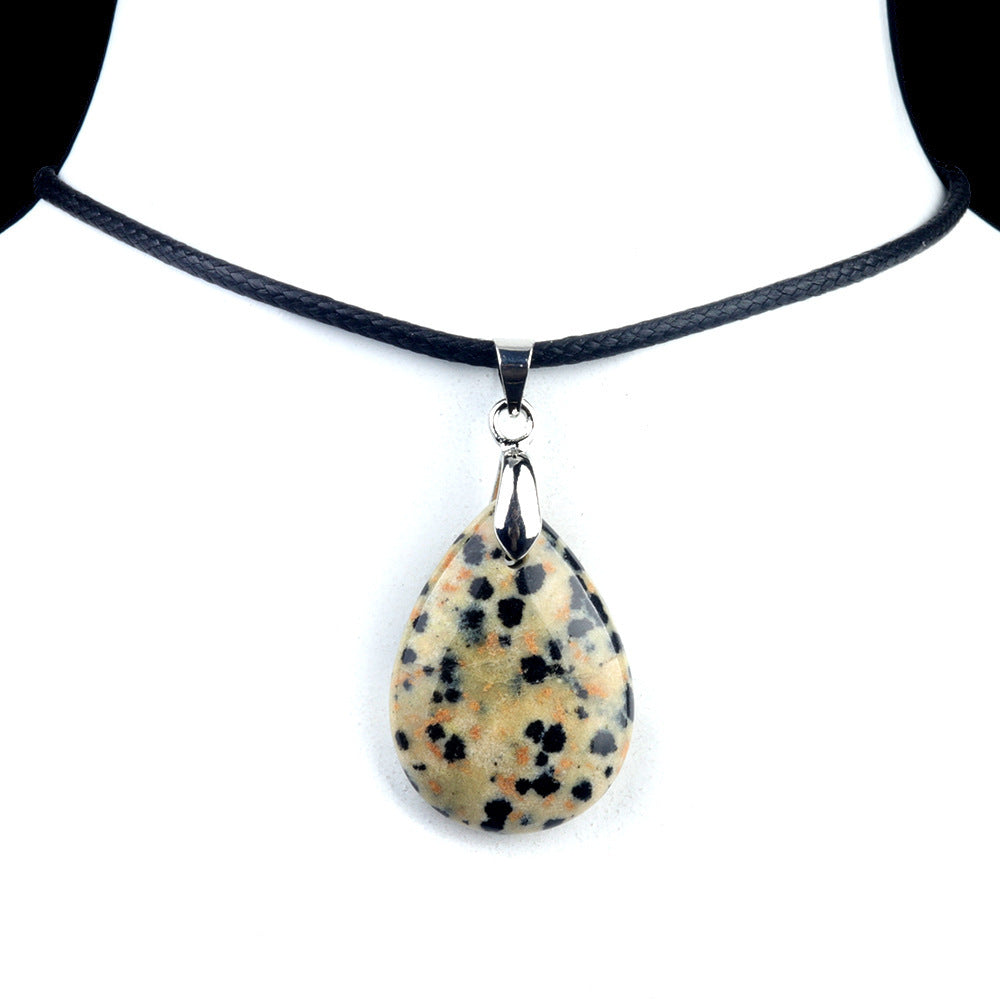 天然水晶紫水晶蓝晶石粉晶水滴面孔吊坠