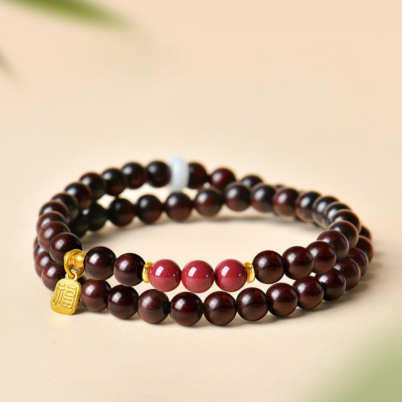 印度小叶紫檀和田玉水晶手串男女款送礼