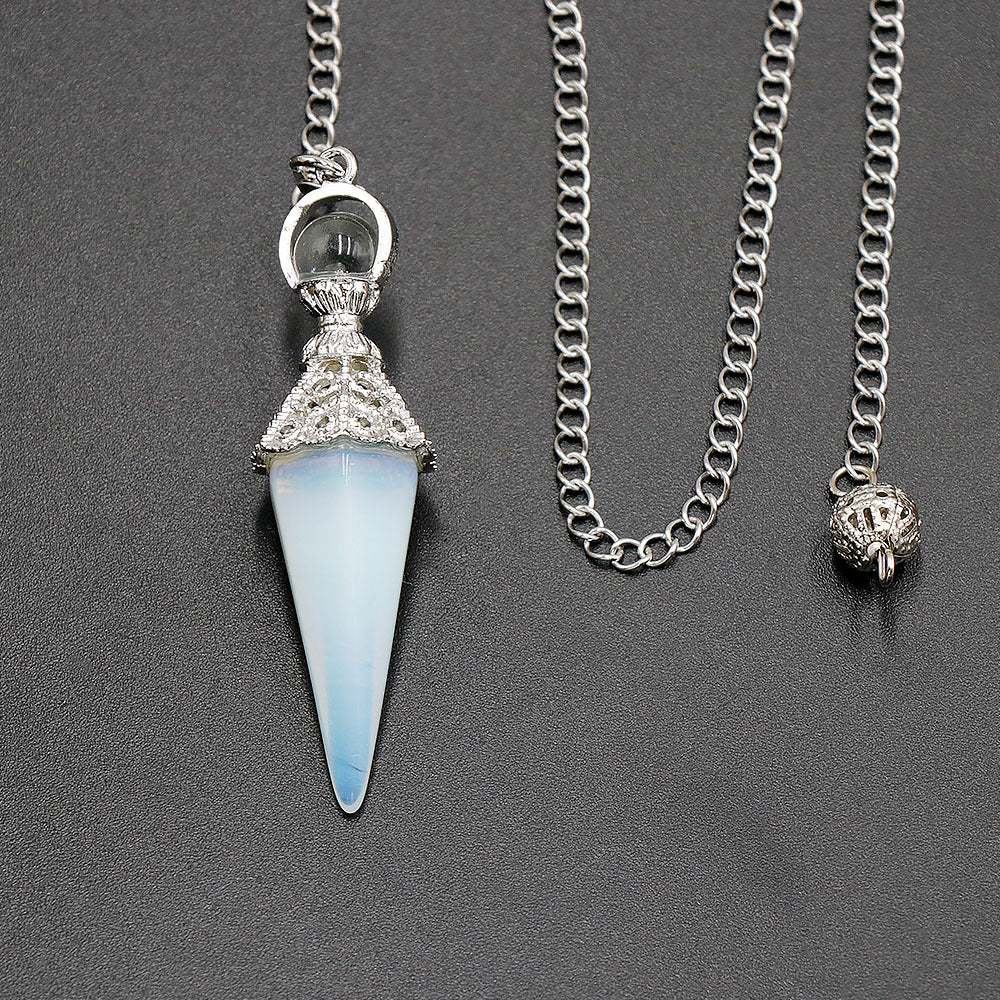 天然水晶六角柱灵摆吊坠两用欧美复古宫廷风挂坠饰品