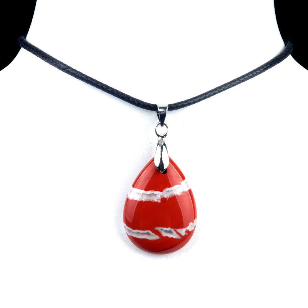 天然水晶紫水晶蓝晶石粉晶水滴面孔吊坠