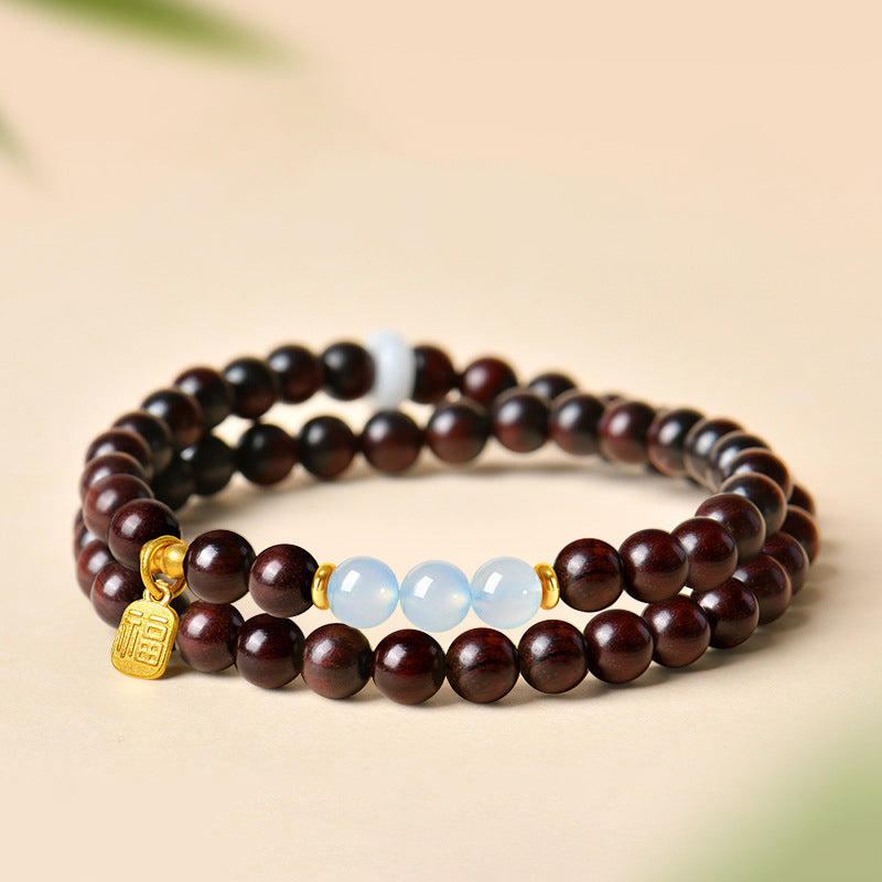 印度小叶紫檀和田玉水晶手串男女款送礼