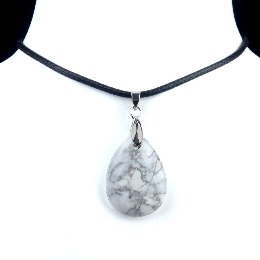 天然水晶紫水晶蓝晶石粉晶水滴面孔吊坠