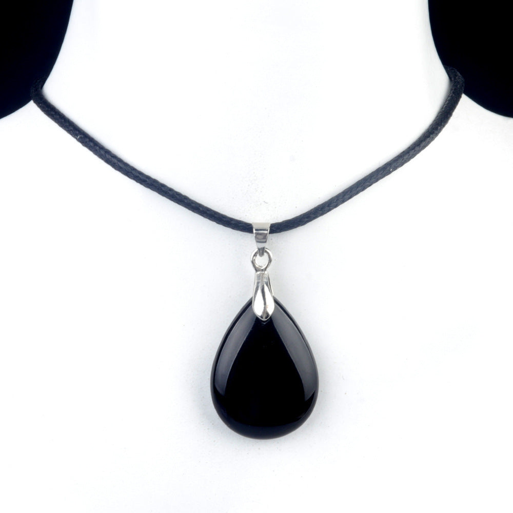 天然水晶紫水晶蓝晶石粉晶水滴面孔吊坠