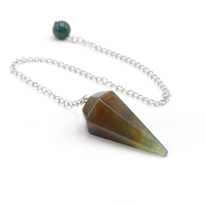 天然水晶玛瑙六角锥石头紫晶粉晶灵摆