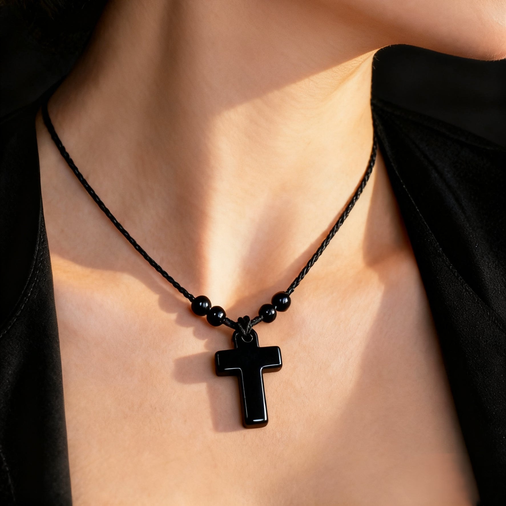 天然水晶玛瑙感恩节礼物玛瑙编织半宝石十字架项链