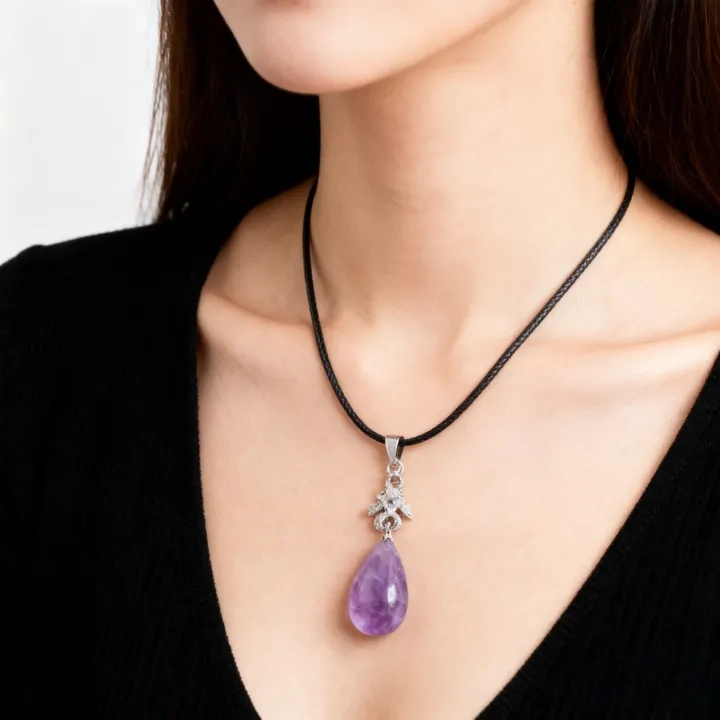 天然不规则紫水晶吊坠原矿抛光石吊坠