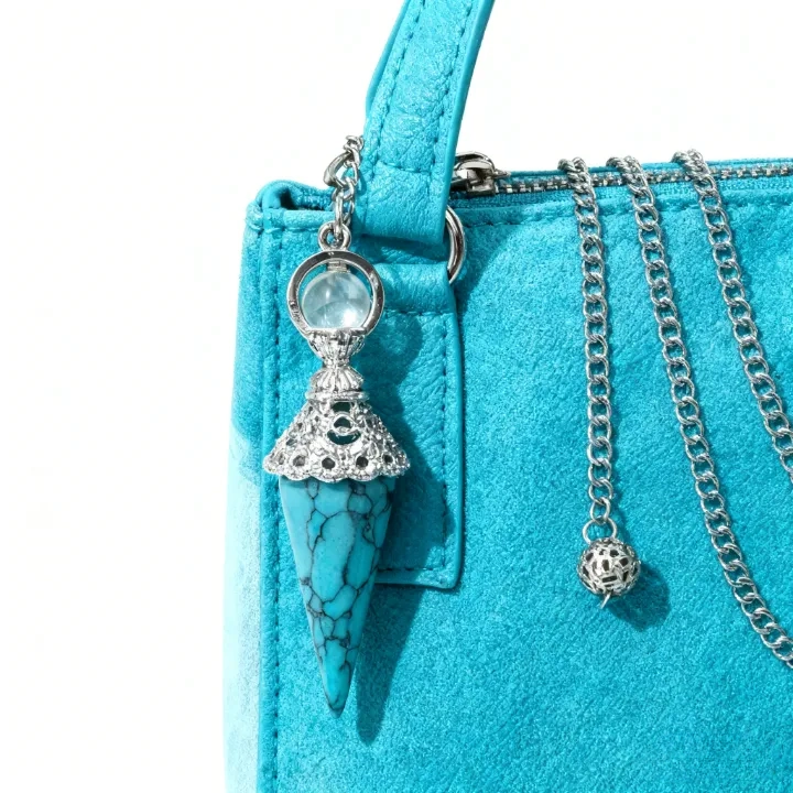 天然水晶六角柱灵摆吊坠两用欧美复古宫廷风挂坠饰品