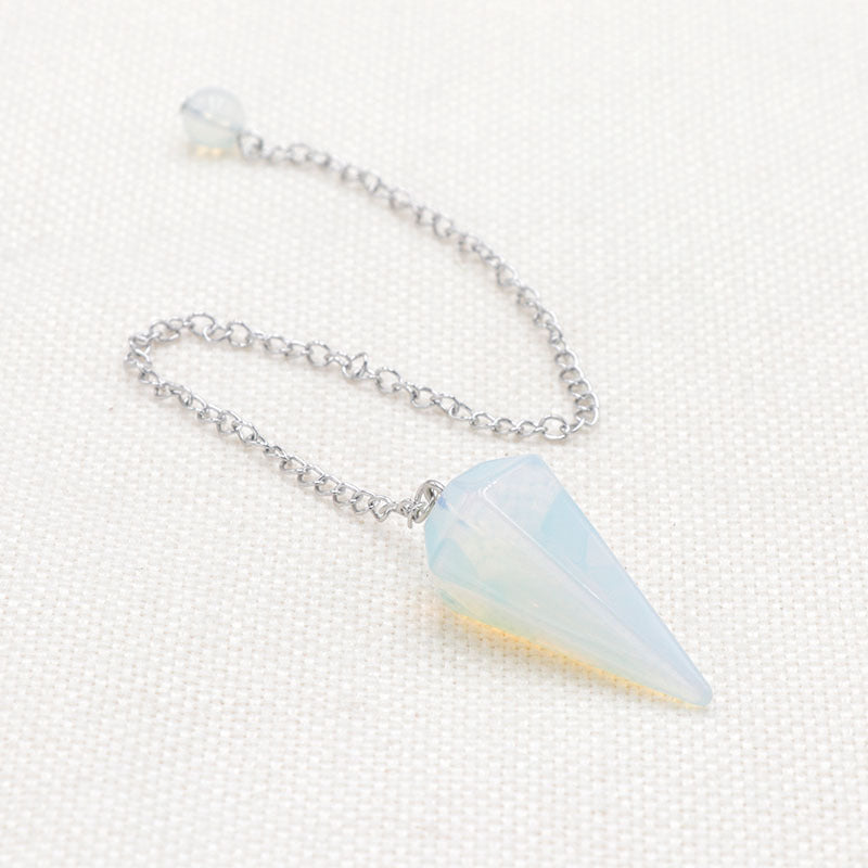 天然水晶玛瑙六角锥石头紫晶粉晶灵摆