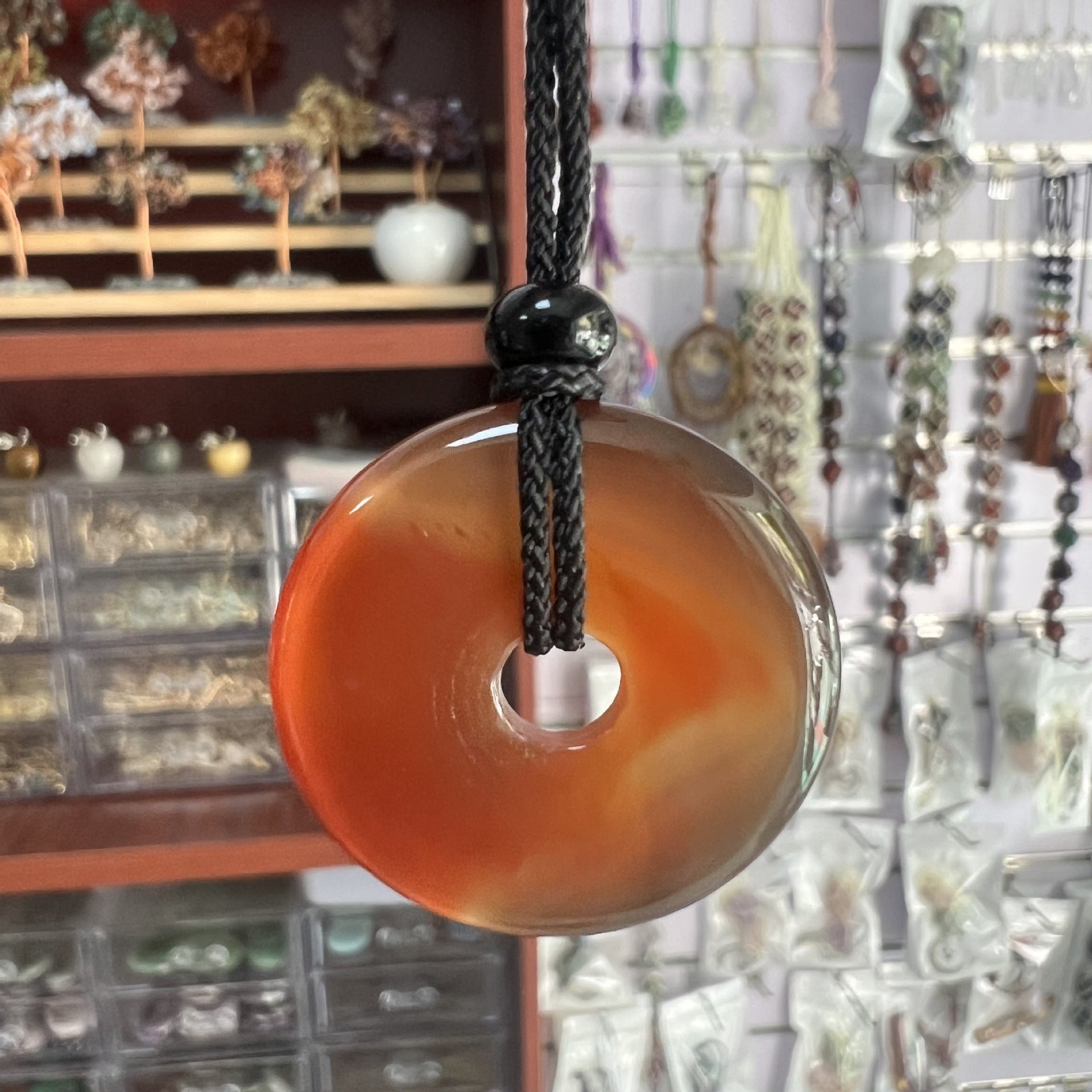 天然水晶半宝石紫水晶30mm平安扣项链