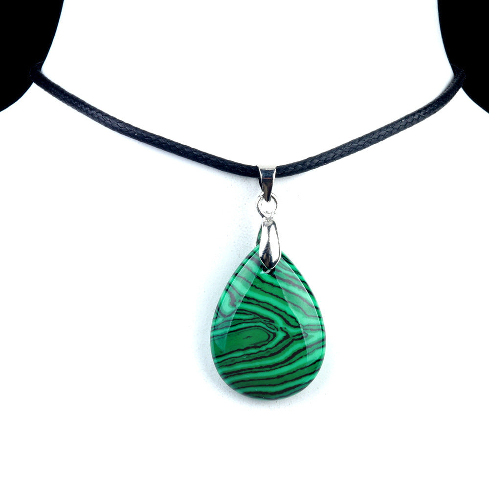 天然水晶紫水晶蓝晶石粉晶水滴面孔吊坠