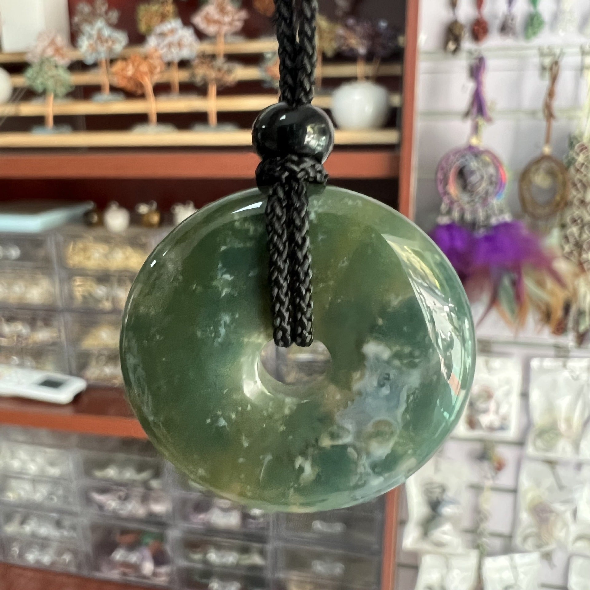 天然水晶半宝石紫水晶30mm平安扣项链