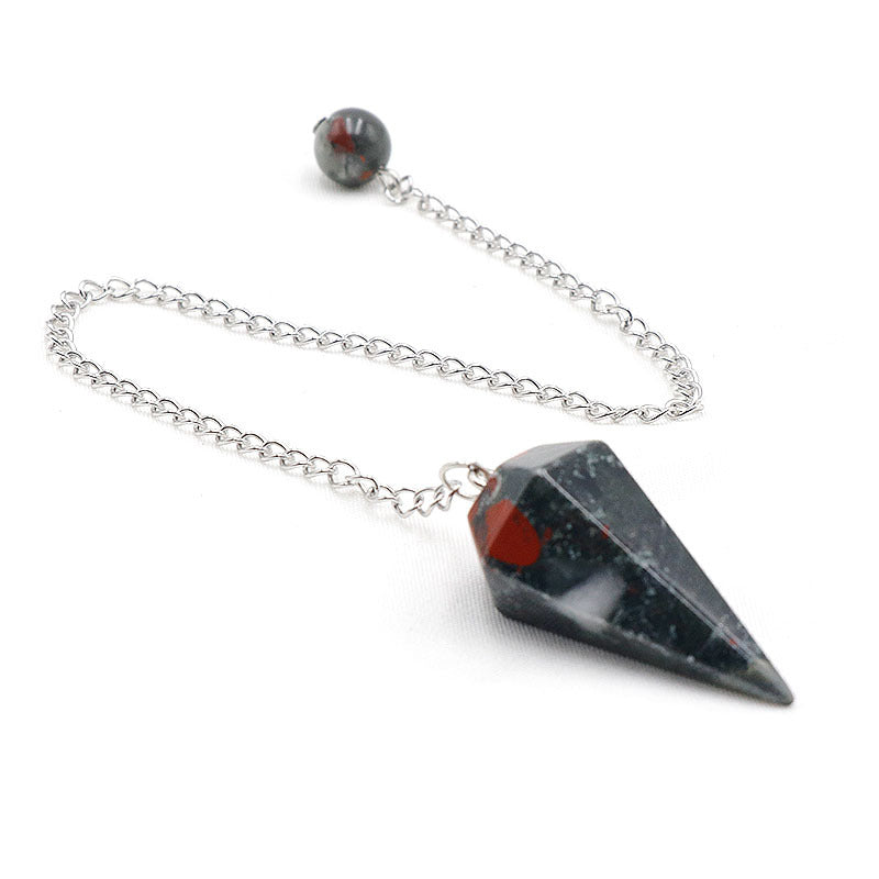 天然水晶玛瑙六角锥石头紫晶粉晶灵摆