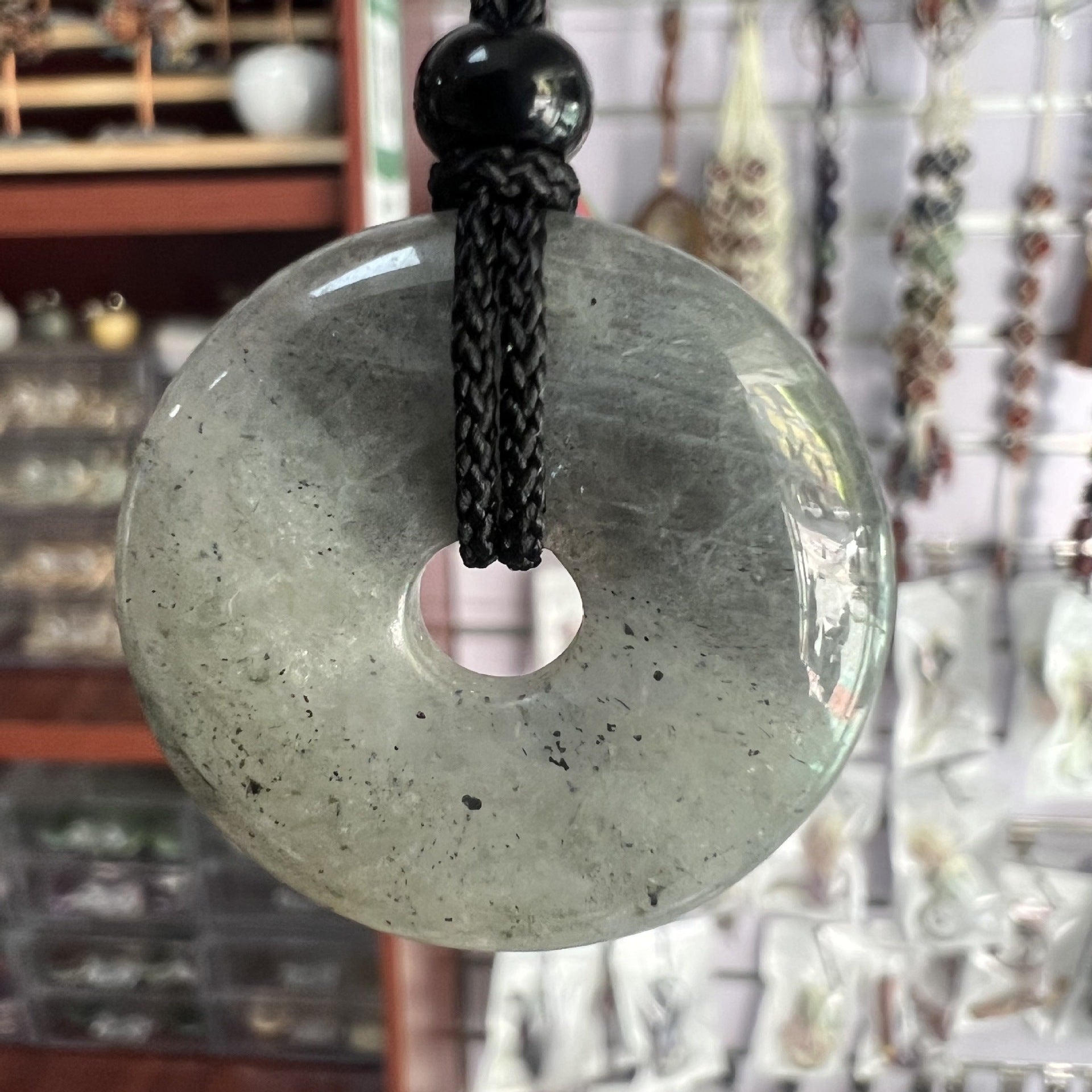 天然水晶半宝石紫水晶30mm平安扣项链