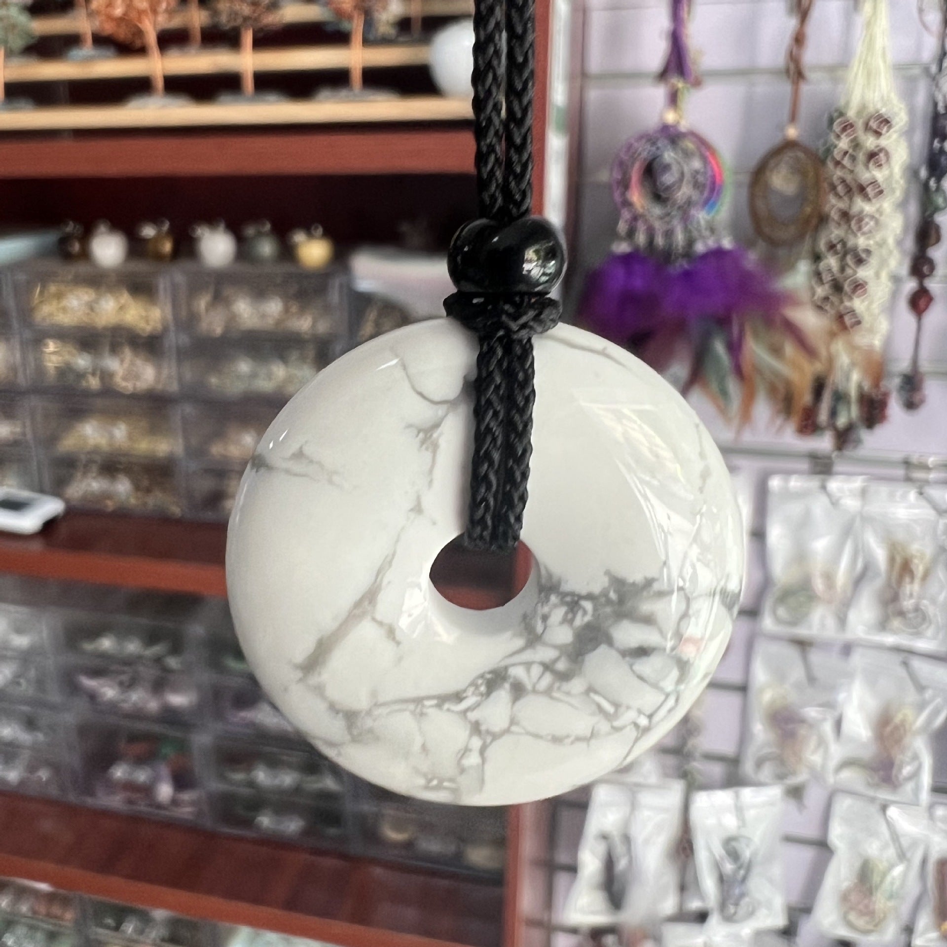 天然水晶半宝石紫水晶30mm平安扣项链