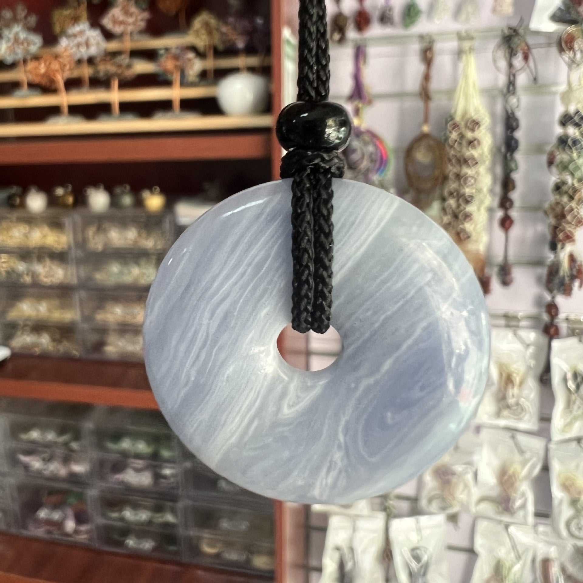 天然水晶半宝石紫水晶30mm平安扣项链