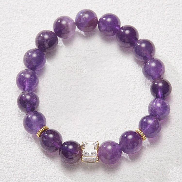 新款轻奢高级感天然方钻紫水晶手串