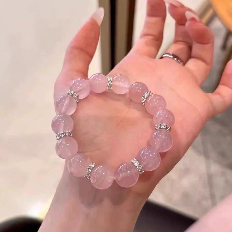 天然水晶马达加斯加粉晶手链