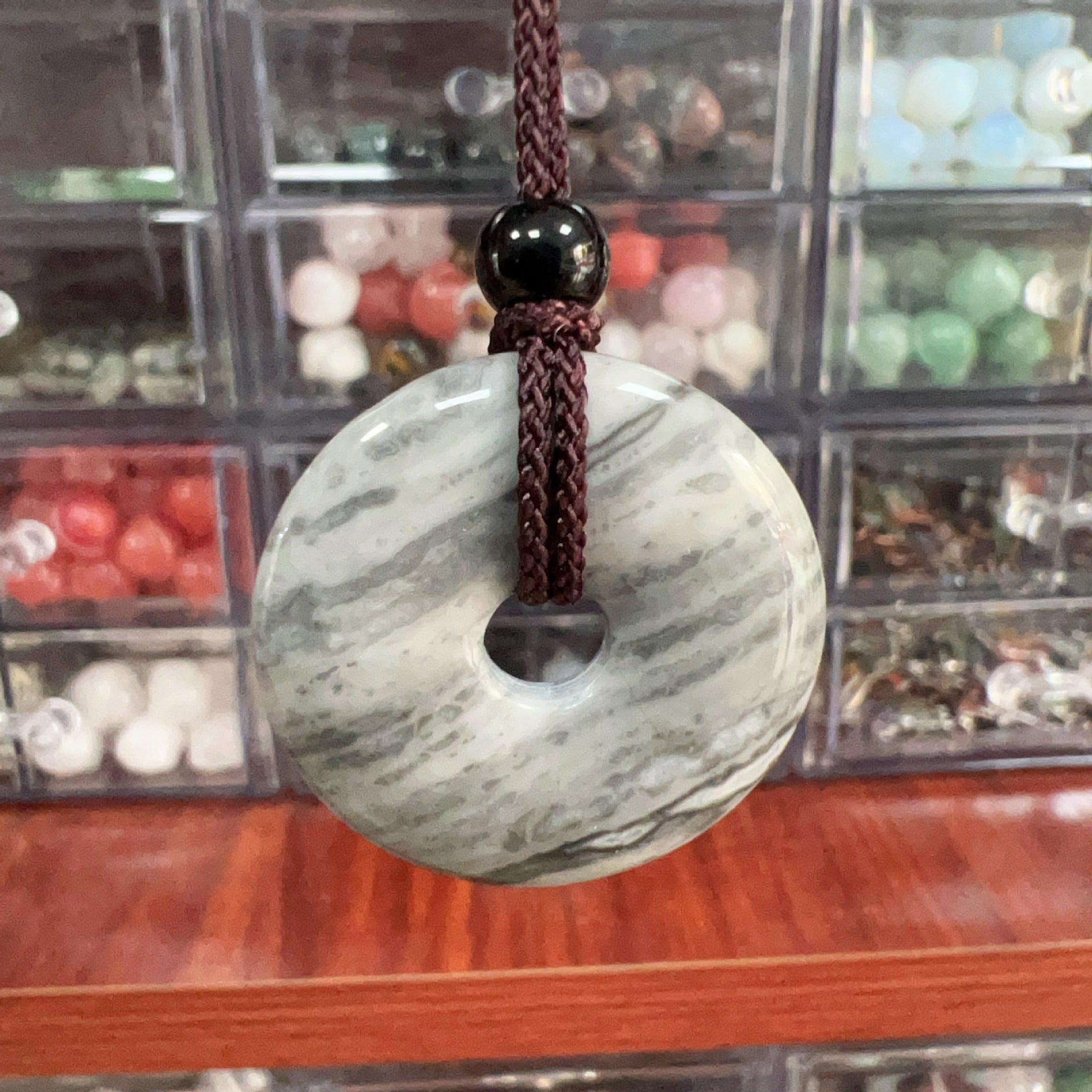 天然水晶半宝石紫水晶30mm平安扣项链