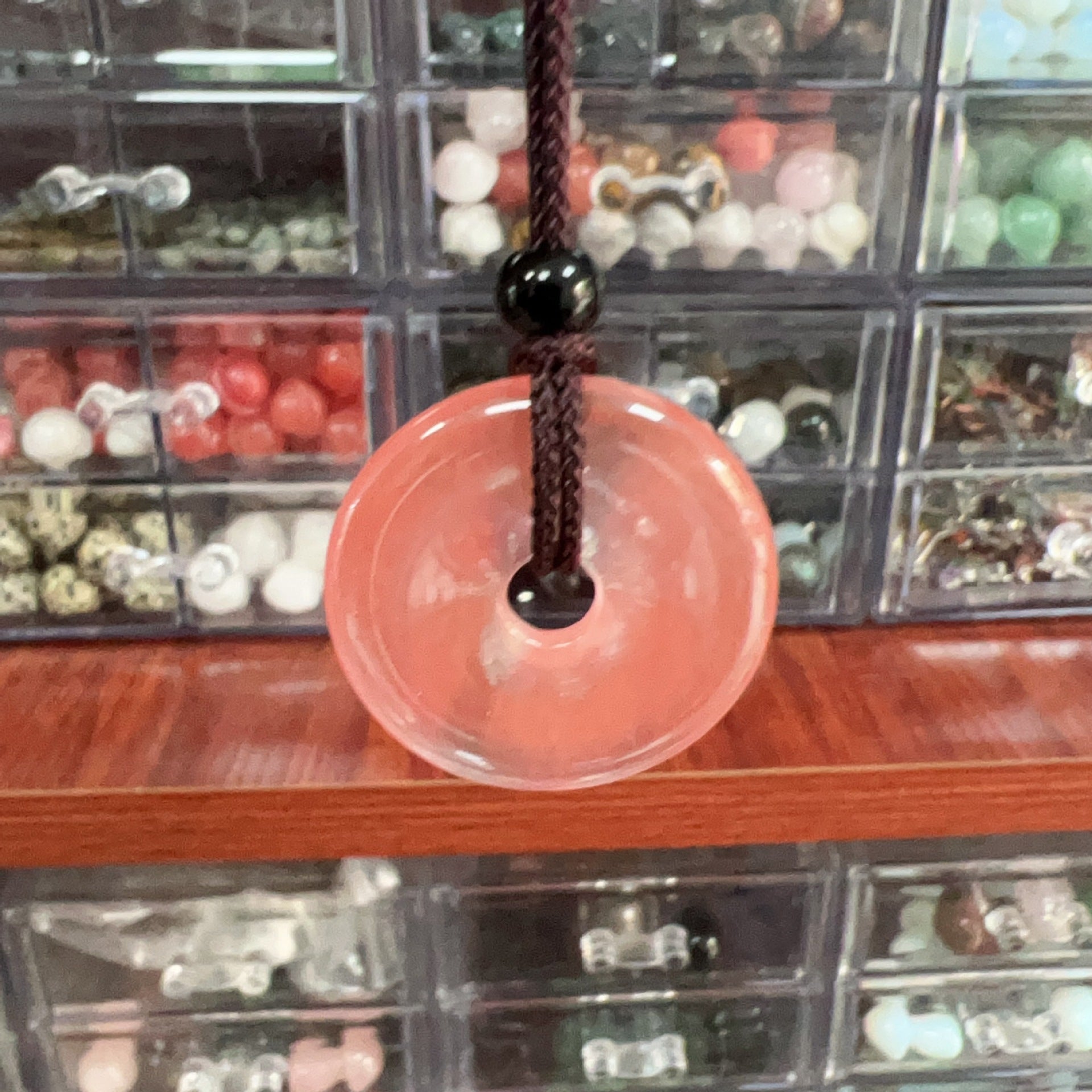 天然水晶半宝石紫水晶30mm平安扣项链