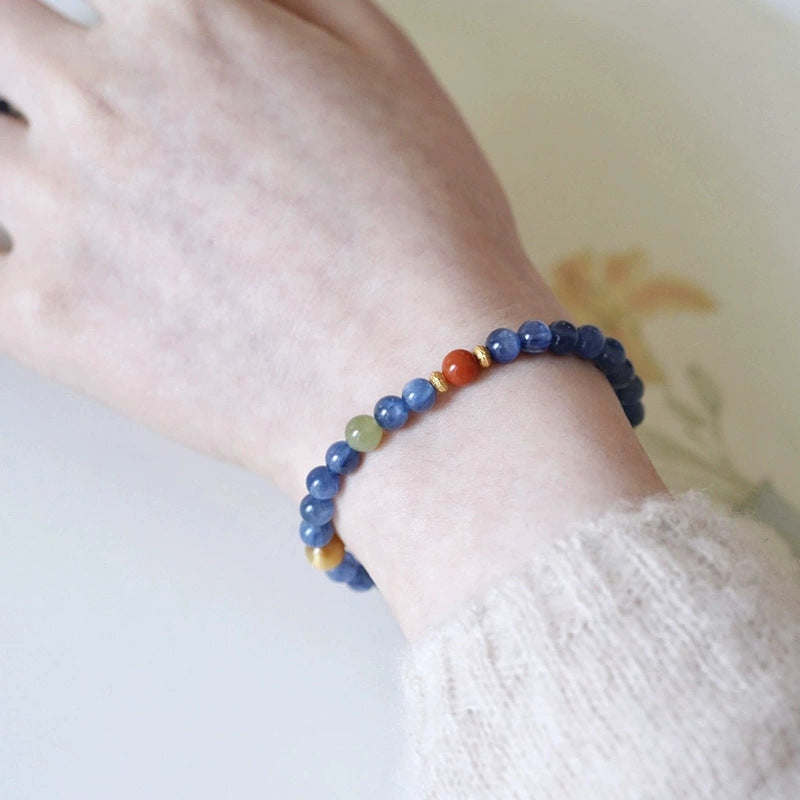 天然蓝晶石手串轻奢高级感手工串珠手链