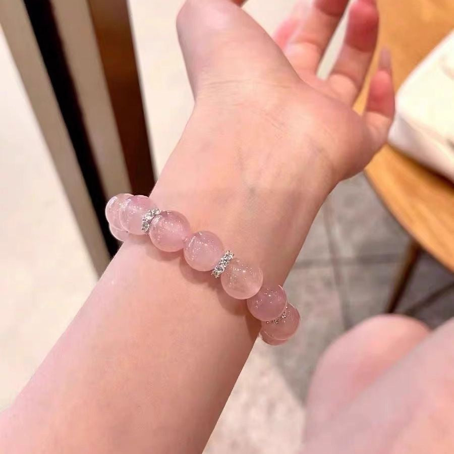 天然水晶马达加斯加粉晶手链