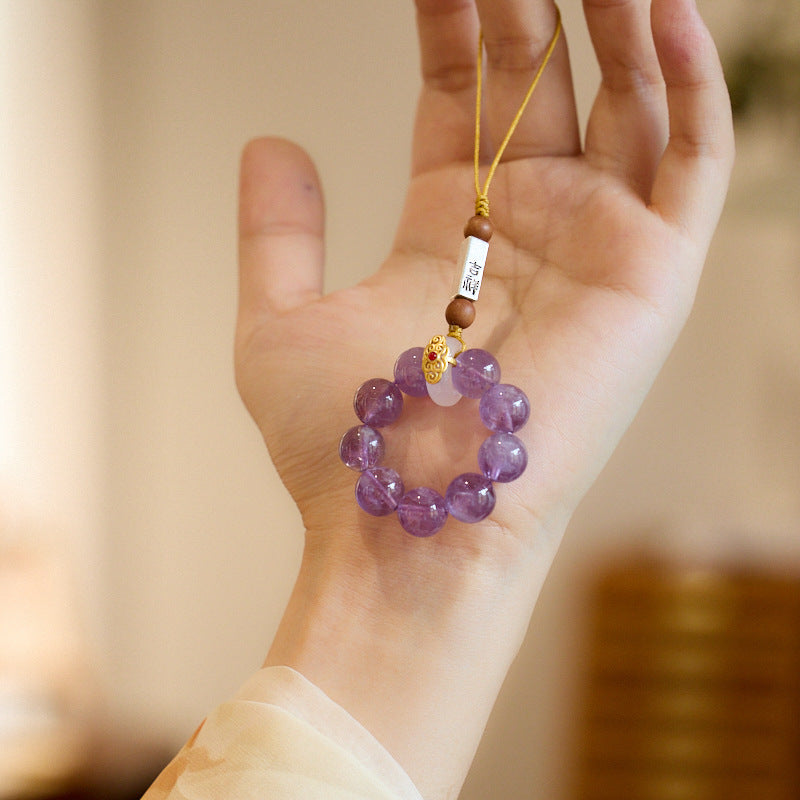 天然水晶挂件紫水晶手机链手机挂件包包挂件