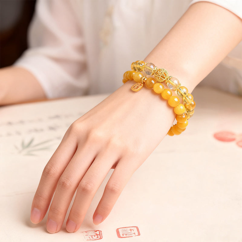 天然紫水晶草莓晶金虎眼多圈手串女款叠戴