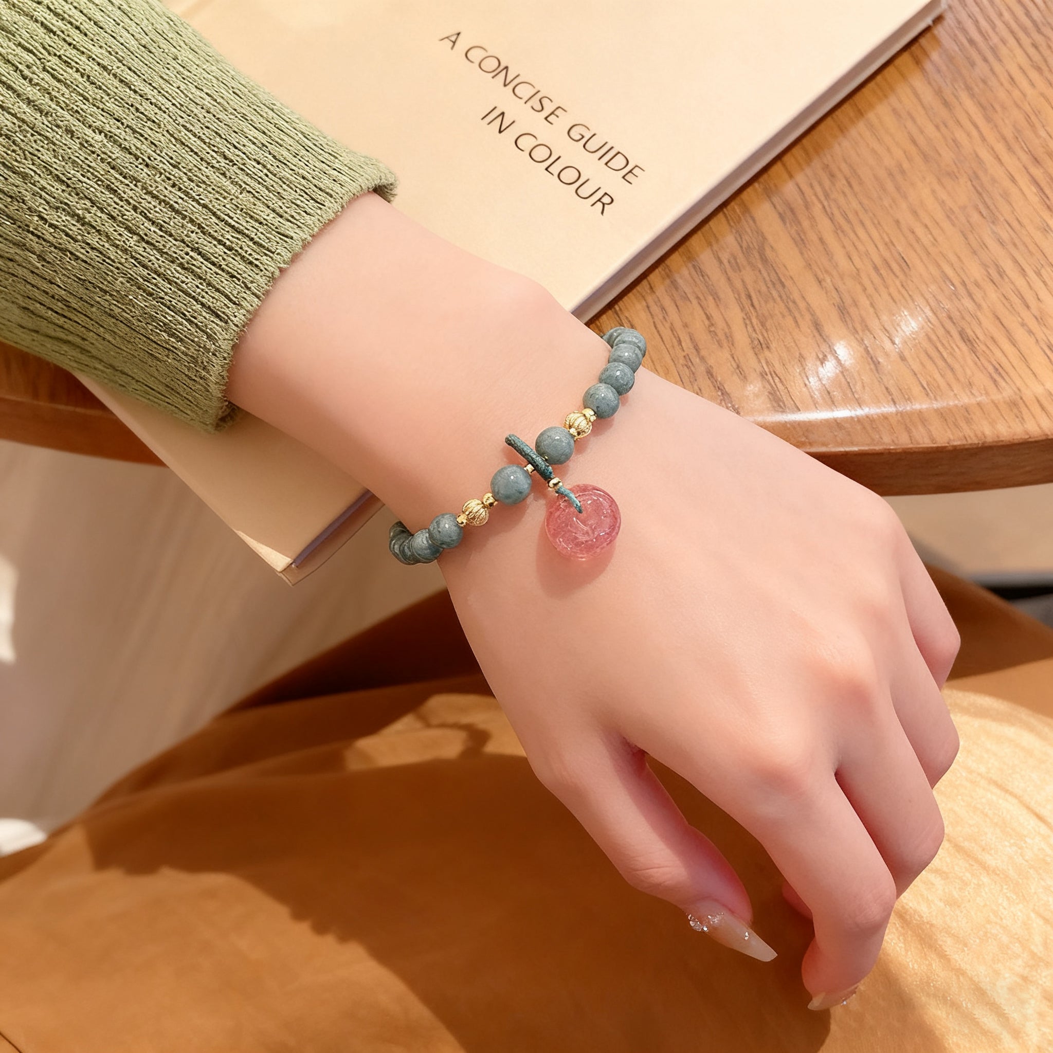 缅甸玉石串珠手链蝴蝶平安扣手串