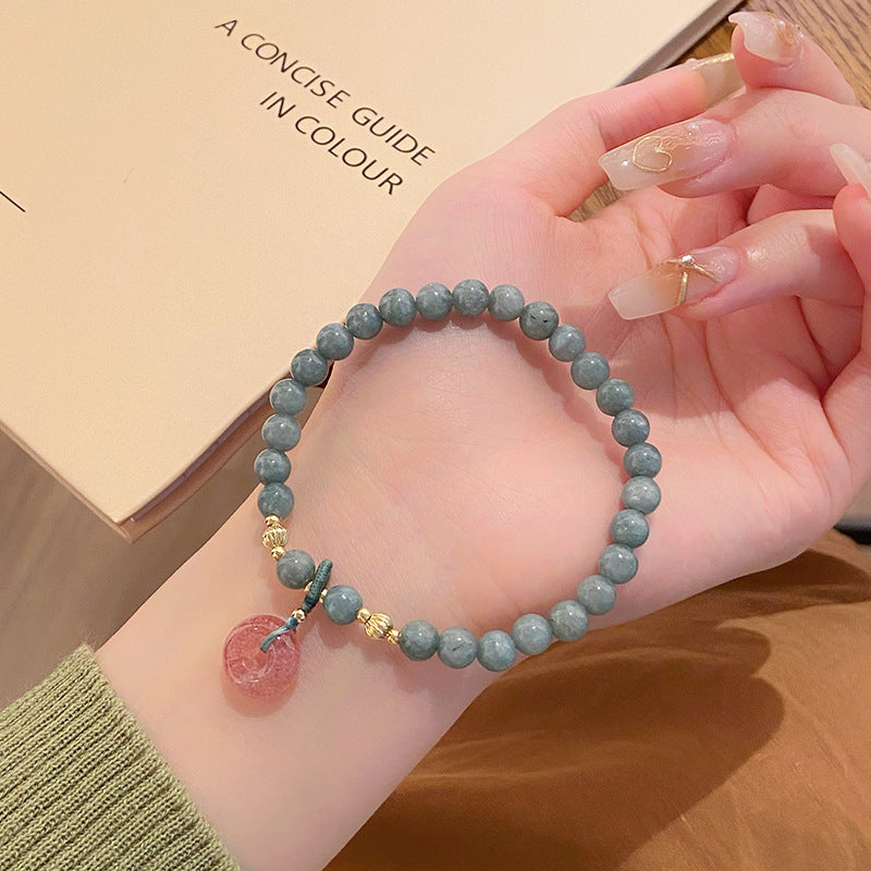 缅甸玉石串珠手链蝴蝶平安扣手串